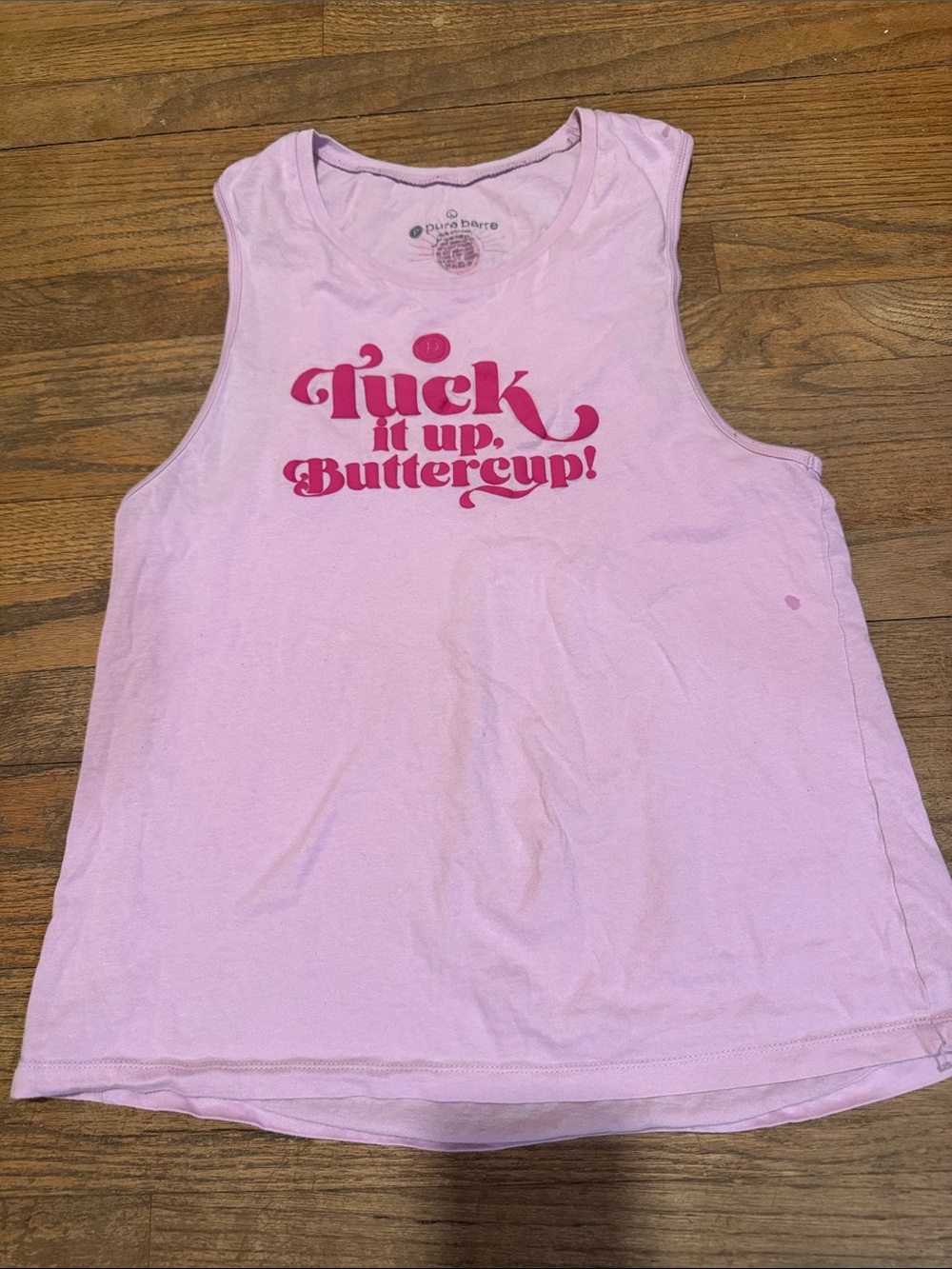 Pure Barre Light Pink Muscle Tee with Hot Pink Script